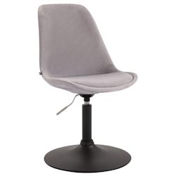 Décoshop26 - Chaise de salle à manger x1 pivotante hauteur réglable en velours gris et pied trompette en métal noir 10_0003500 - gris 3000251616606_0