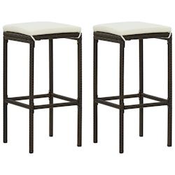 Décoshop26 - Lot de 2 tabourets de bar avec coussins crème en résine tressée marron DEC029575 - marron 3000257443442_0