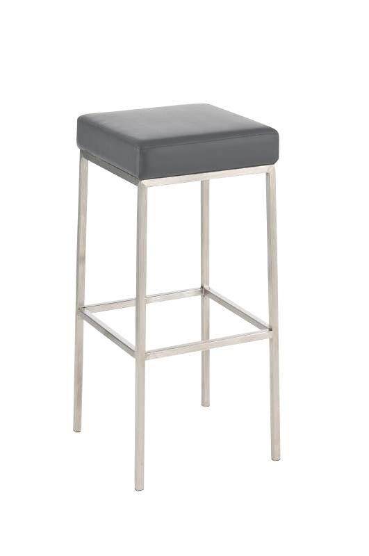 Décoshop26 - Tabouret de bar rembourré revêtement synthétique gris avec repose-pieds acier inoxydable hauteur de l'assise 85 cm 10_0000021 - gris_0