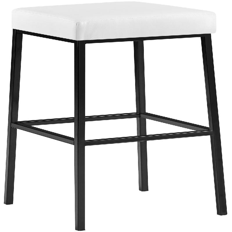 Décoshop26 - Tabouret de bar x1 avec repose-pieds assises carrées hauteur 83 cm en similicuir blanc et métal noir 10_0005974 - blanc métal 3000265_0