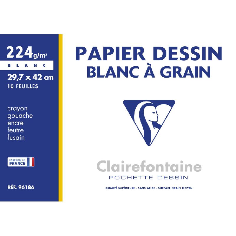 DESSIN À GRAIN POCHETTE 10F A3 224G - BLANC - LOT DE 10