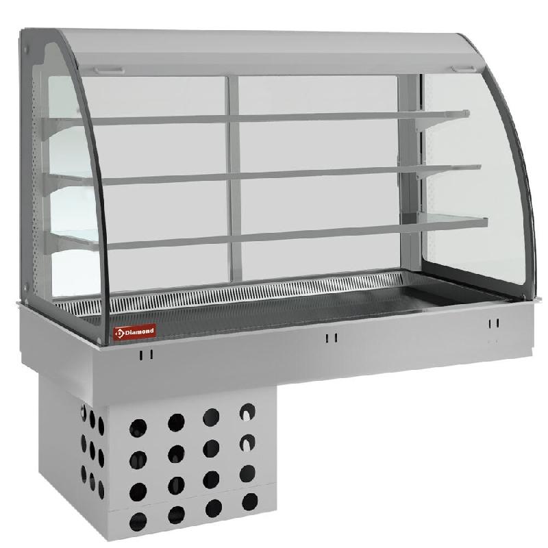 Diamond - Elément top et vitrine sur 3 niveaux ouverte (avec rideau), réfrigérés, ventilés, 2x GN 1/1 - réf. DPA/TVA308-R2 - gris inox AKS-DPA/T_0