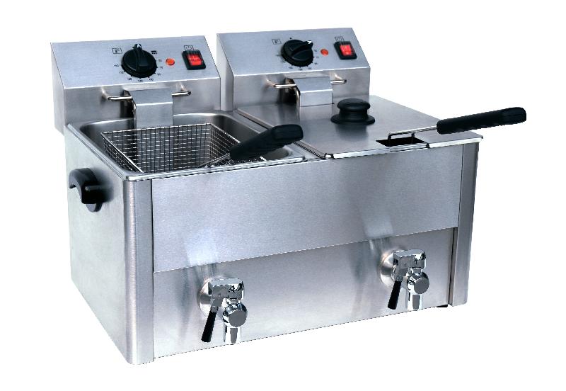 DOUBLE FRITEUSE ÉLECTRIQUE ECO 10+10 LITRES AVEC ROBINET DE PURGE