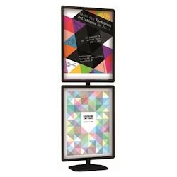 Edimeta Porte-affiches / Porte-messages Cadro-Clic® 2 cadres 60 x 80 cm sur pied H 180 cm noir - noir aluminium 214011NR_0