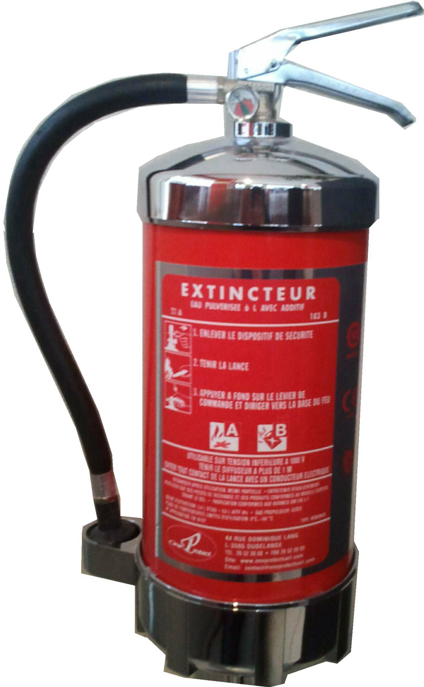 Extincteur chrome 6 litres eau + additif_0