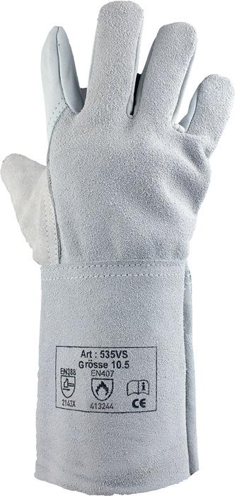 Gants de soudeur taille 10,5 - cuir fleur de vachette refendu - EN 388, EN 407 - Catégorie EPI II - 12 paires ASATEX_0