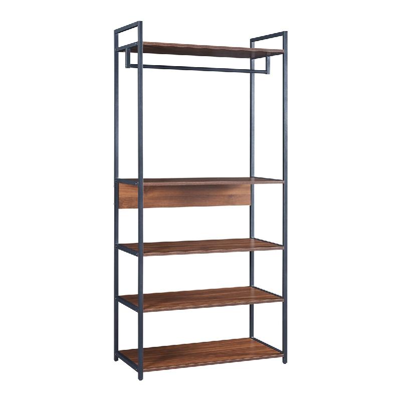 Helloshop26 - Ensemble de 2 portants rangement organisation à vêtements armoire 7 étagères noir effet noyer 03_0009379 - 3000224659548_0