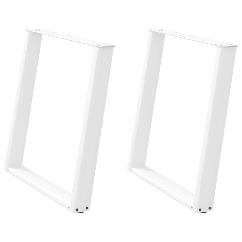 Helloshop26 - Lot de 2 pieds de table à manger en U 80 x 72-73 cm avec niveleurs réglables style moderne en acier blanc 02_0057077 - blanc acier 300_0