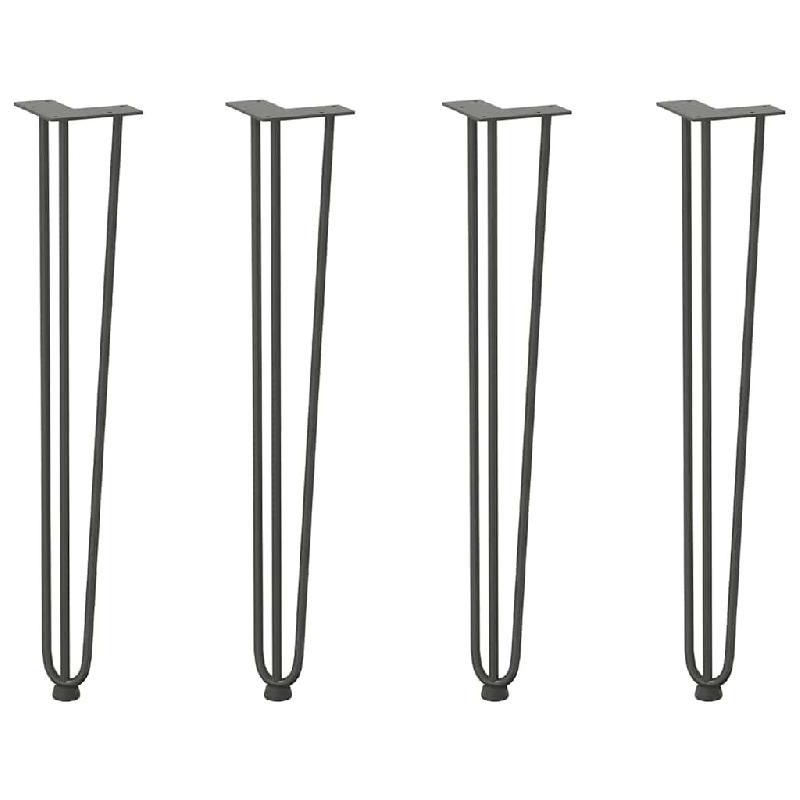 Helloshop26 - Lot de 4 pieds en épingle à cheveux pour console 72 cm design moderne finition mate en acier massif anthracite 02_0056745 - acier 3000_0