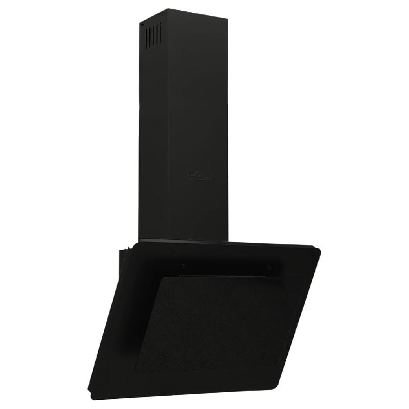Hotte murale 60 cm en acier inoxydable et verre trempé noir - silencieuse, puissante, filtre lavable, LED intégrées - 02_0005844_0