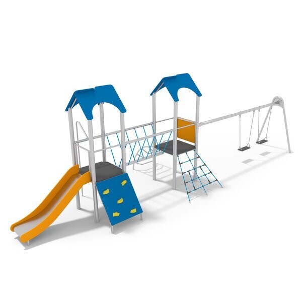 Jeu multi tours avec balançoire double en acier inoxydable - Référence BT11504 - Structure conforme EN1176_0