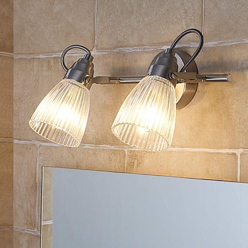 LINDBY APPLIQUE MURALE POUR SALLE DE BAIN KARA, 31 CM, À 2 LAMPES, VERRE, IP44,