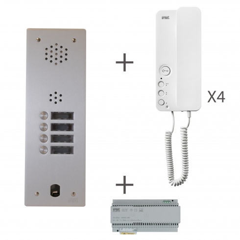 Kit plaque audio aluminium 1 rangée - Urmet KA83/104 - Système 2 Voice, poste Miro et module audio_0