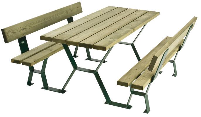 TABLE BANCS TABALOU AVEC DOSSIER 2,40 M ÉPICÉA RÉSINEUX NATUREL - MANUTAN COLLECTIVITÉS