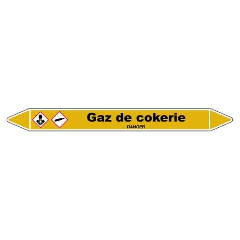 LOT DE 3 - MARQUEUR DE TUYAUTERIE - GAZ DE COKERIE - VINYLE LAMINÉ 250 X 26 MM