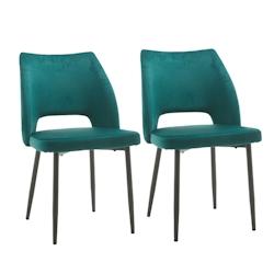 METRO PROFESSIONAL Chaise de restaurant rembourrée Salto lot de 2, acier/polyester, vert/noir - vert polyester 4894926212526_0