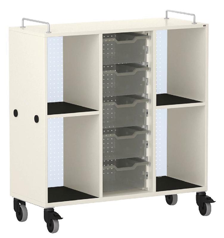 MEUBLE BAS SHIFT+ LANDSCAPE MÉLA POUR CARTABLES 4 CASES BLANC GRIS - BLEU CLAIR - MANUTAN COLLECTIVITÉS