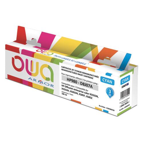 Cartouche d'encre remanufacturée OWA pour HP 980 - Cyan D8J07A - 7600 pages, économique et écologique_0