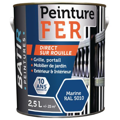 PEINTURE FER BRILLANTE BATIR - 25 L MARINE RAL 5016