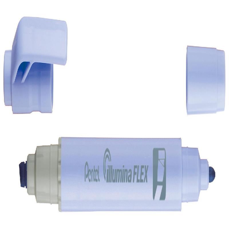 Pentel Surligneur bi-pointe Illumina Flex, pointes biseau de 4,2 mm / fine de 2,5 mm, encre bleu pastel - bleu plastique 4711577053752_0