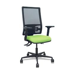 Piqueras y Crespo Silla Bormate asincro malla negra asiento bali pistacho brazos 2D ruedas 65mm - vert multi-matériau 405ASM840B22B2B68R65L_0
