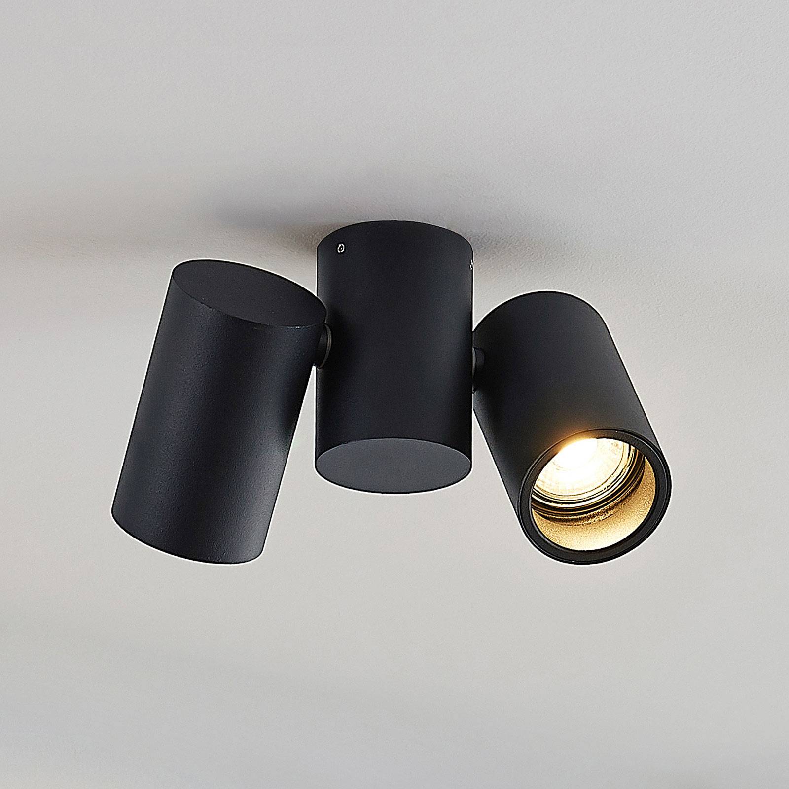 ARCCHIO PLAFONNIER GESINA, 2 FLAMMES, NOIR, ALUMINIUM, 17,5 CM