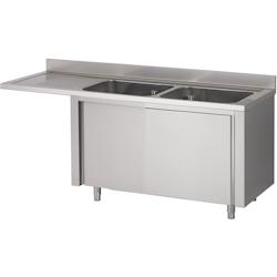 Plonge Inox sur Meuble EspaceLave-Vaisselle 2 Bacs à Droite Gamme 600 - Fabrinox - l200- L- P60- h90- Inox - inox 5401162302868_0