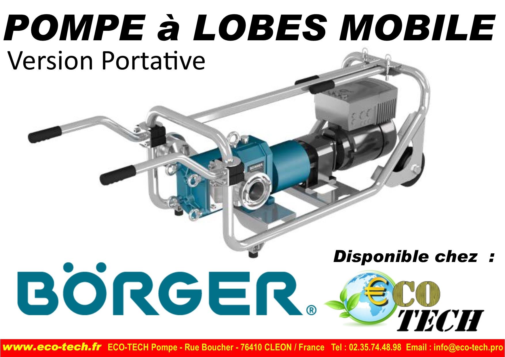 Pompe a lobes mobile thermique électrique borger et pièces de rechange incendie_0