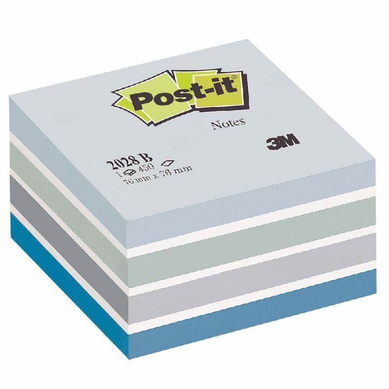 POST-IT® CUBE DE 450 NOTES ADHÉSIVES POST-IT® BLEUES, 76 X 76 MM, 2028-B