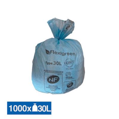 Sac poubelle bleu Flexigreen 30 L, lot de 1000_0