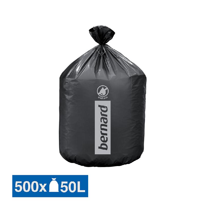 SACS POUBELLE DÉCHETS COURANTS BERNARD SUPERTENE NOIRS 50 L, LOT DE 500