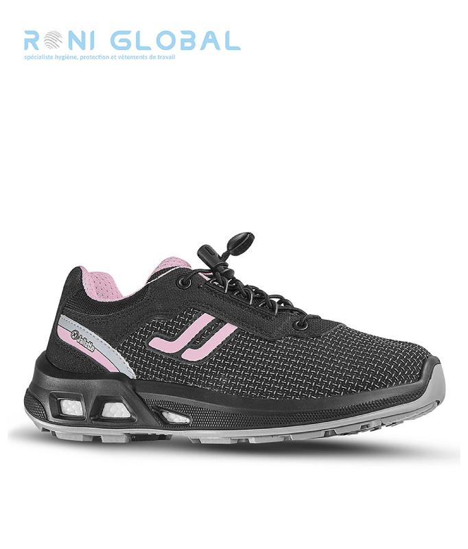 Chaussure basse de sécurité anti-fatigue femme O2 FO SRC - Sakina ESD Jallatte - fabrication française, coloris noir et rose_0