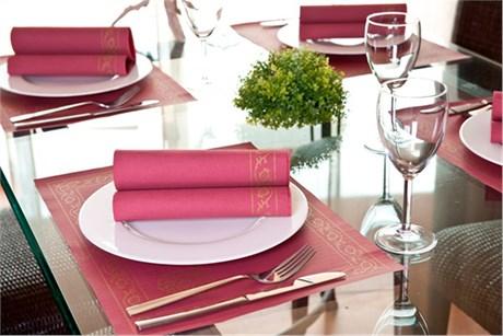 SERVIETTE DOUBLE POINT ECOLABEL PERSICO 18 G/M² 40X40 CM TISSU BORDEAUX (VENDU PAR 1200)