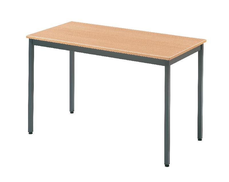 Bureau droit rectangulaire L.1400 x P.700 mm - Hêtre et Anthracite - Plateau 19 mm_0