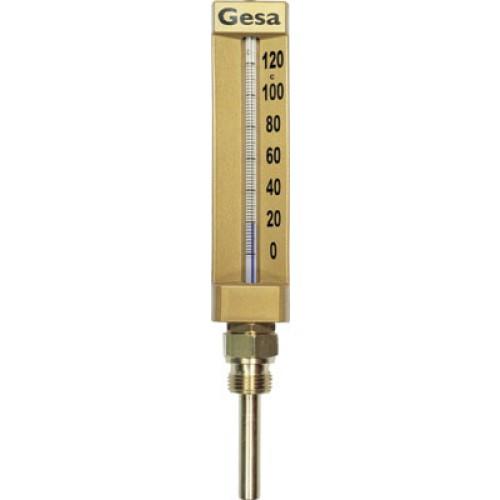 THERMOMÈTRE INDUSTRIEL À CAPILLAIRE OPTIQUE GROSSISSANT MODÈLE ÉQUERRE LONGUEUR 150 MM PLG 63 MM Ø 15/21 DISTRILABO
