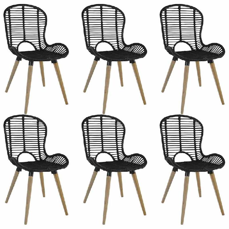 VidaXL Chaises à manger lot de 6 noir rotin naturel Modèle Corfou - 275838_0