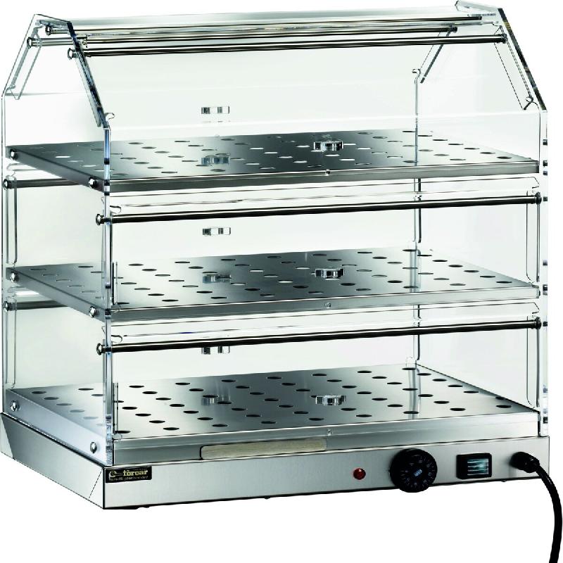 Vitrine chauffée. Structure en acier inoxydable. Dispositif d'humidification. Dimensions : 85x35x54(h) cm. FORCAR Modèle VBR4783 - 3206_0