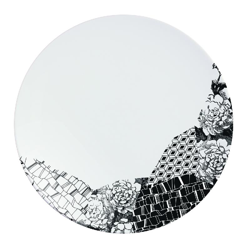 ASSIETTE EXTRA PLATE ROND NOIR PORCELAINE Ø 28,5 CM FRAGMENT CHEF & SOMMELIER