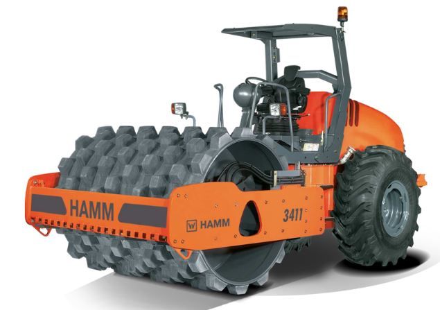 3411P H179 - Compacteur monocylindre HAMM - 11800 kg avec cylindre à pieds dameurs_0