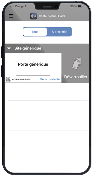 Application de gestion de badge d'accès en virtuel. CASTEL VIRTUAL CARD - REF -_0