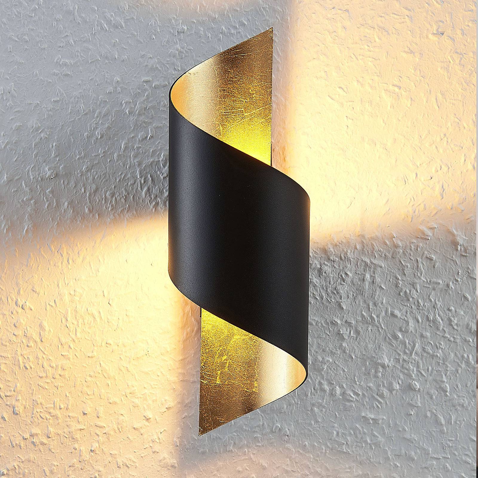 LINDBY APPLIQUE MURALE DESIRIO, NOIR/OR, 24CM, MÉTAL