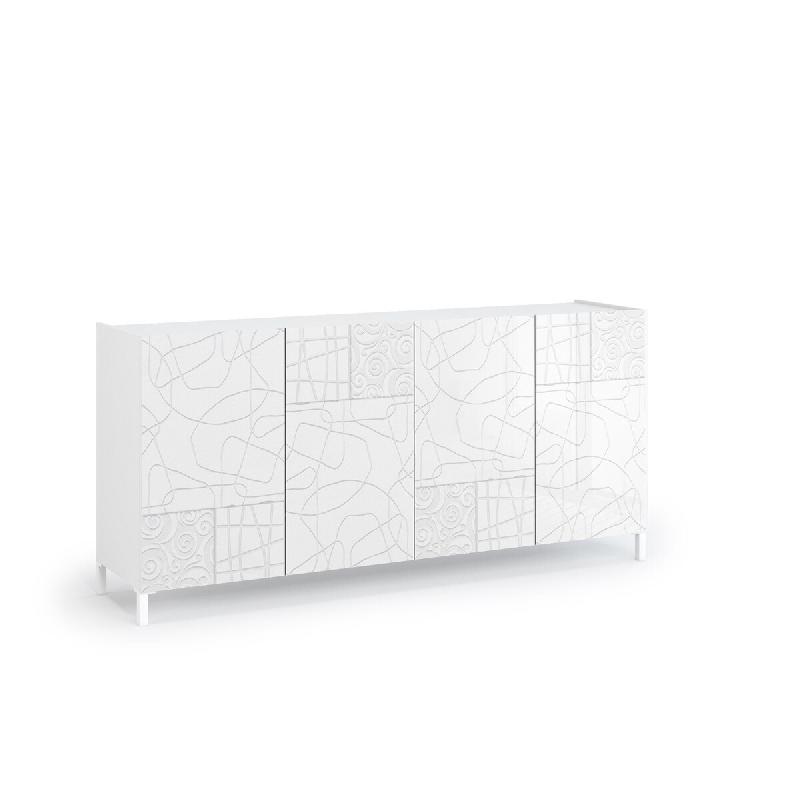 AQA Design Buffet 4 portes ZENDA en mélamine blanc brillant L.174 P.40 H.84 MP07063 - blanc Bois manufacturé MP07063_0