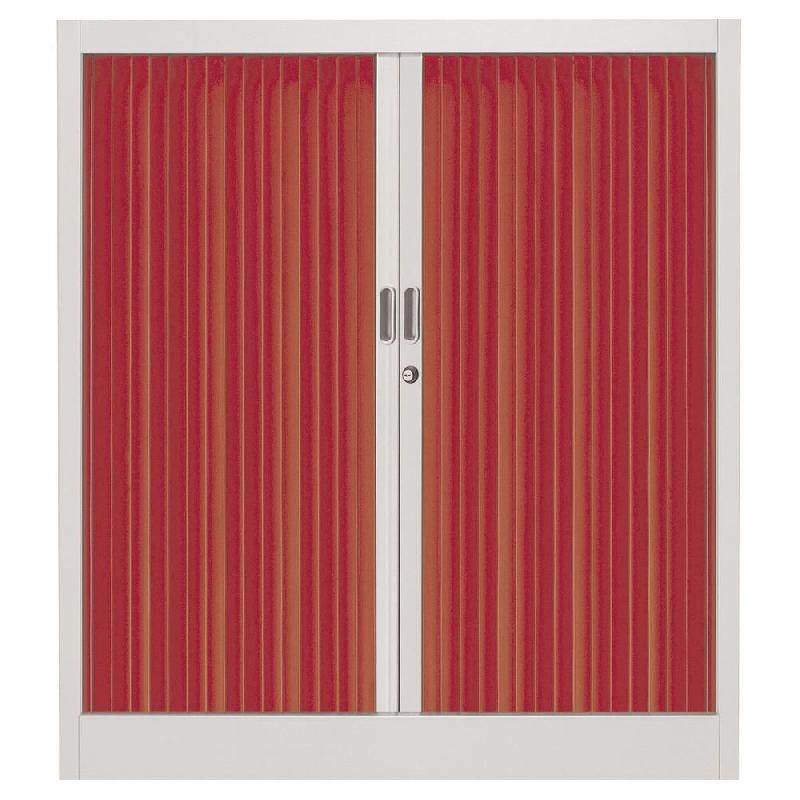 ARMOIRE MÉTAL CLASSTOUT COLOR - A RIDEAUX - L. 120 X H. 100 CM - CORPS ALUMINIUM  - RIDEAUX ROUGE