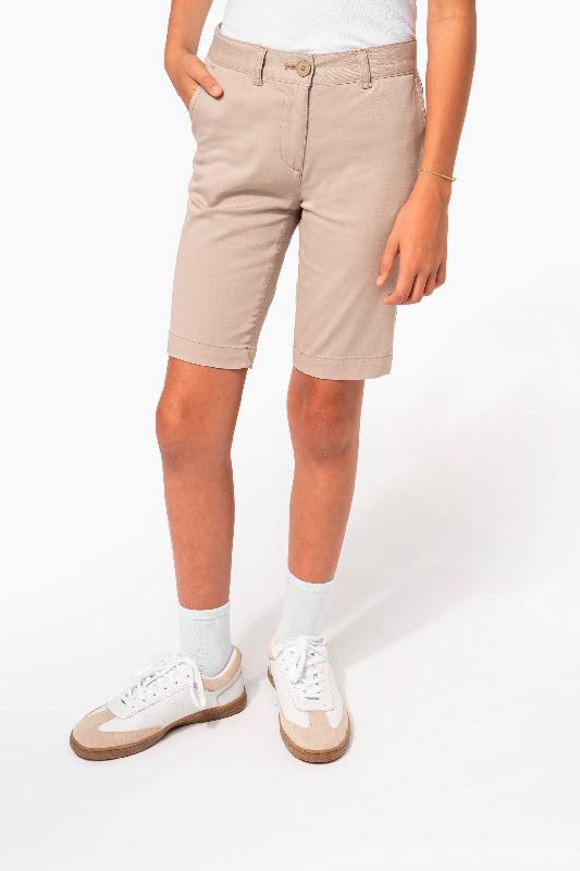 Bermuda chino fille - Kariban - 98% coton, ceinture ajustable, plusieurs tailles et couleurs - Réf: K7008_0