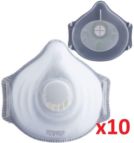BOITE DE 10 - DEMI-MASQUE FFP3 NR D AVEC SOUPAPE - PRÉFORMÉ - ÉLASTIQUE RÉGLABLE - PRSMASKFFP3NRD-X10