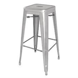 Bolero Tabourets Hauts en Acier Galvanisé Gris Argenté   Lot de 4    Bistro - gris 0698142419547_0