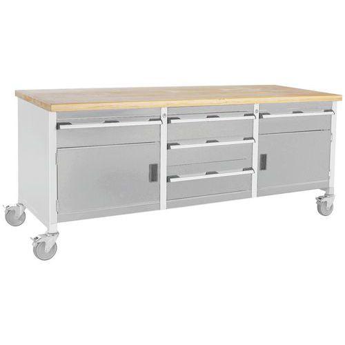 BOTT 1 ETABLI ROULANT MONOBLOC CUBIO - PLATEAU HÊTRE 2 PORTES ET TIROIR - BOTT