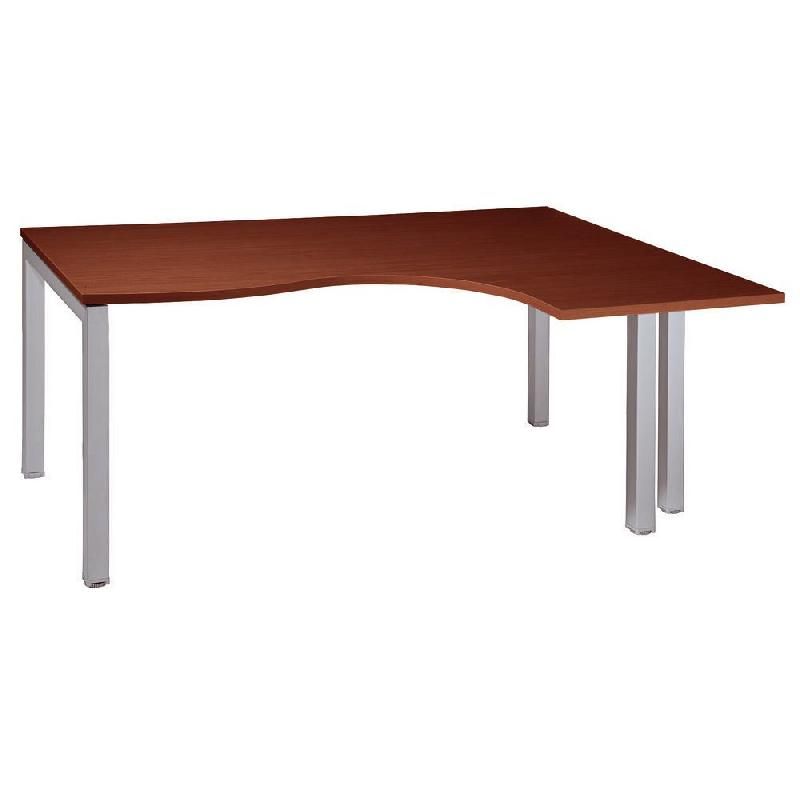 BUREAU COMPACT RETOUR À DROITE ACTUAL - L. 180 X P. 120 CM - PLATEAU WENGÉ - 4 PIEDS ALUMINIUM