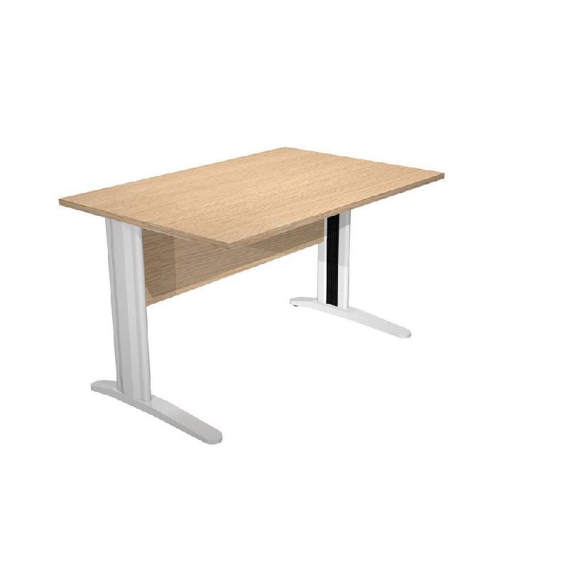 BUREAU DROIT PRONTO PRESTIGE - L.120 X P.80 CM - PLATEAU CHENE - PIED L CHROME