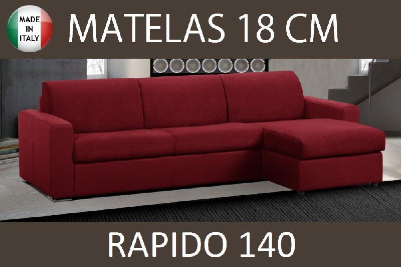 Canapé d'angle réversible convertible - MASTER couchage 140x197cm - Matelas 18cm - Tweed rouge_0